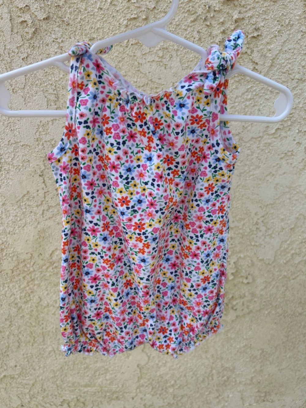 Little Me Floral Tie-Shoulder Romper - White Multi